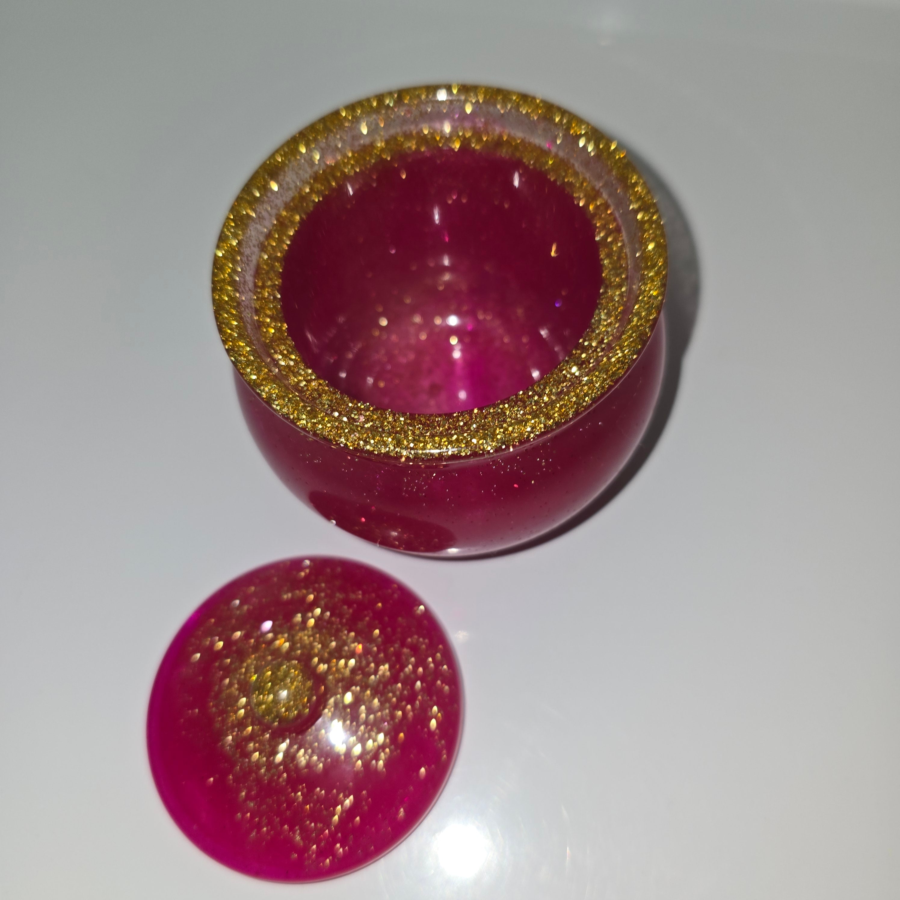 Handmade Decorative Resin Jar with Gold Accents