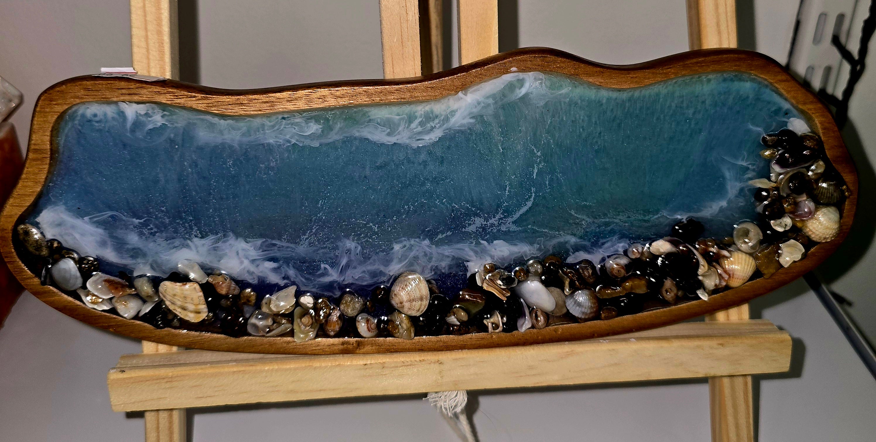 🌊 Handmade Ocean Resin Serving Board – Coastal Style Decorative Tray
