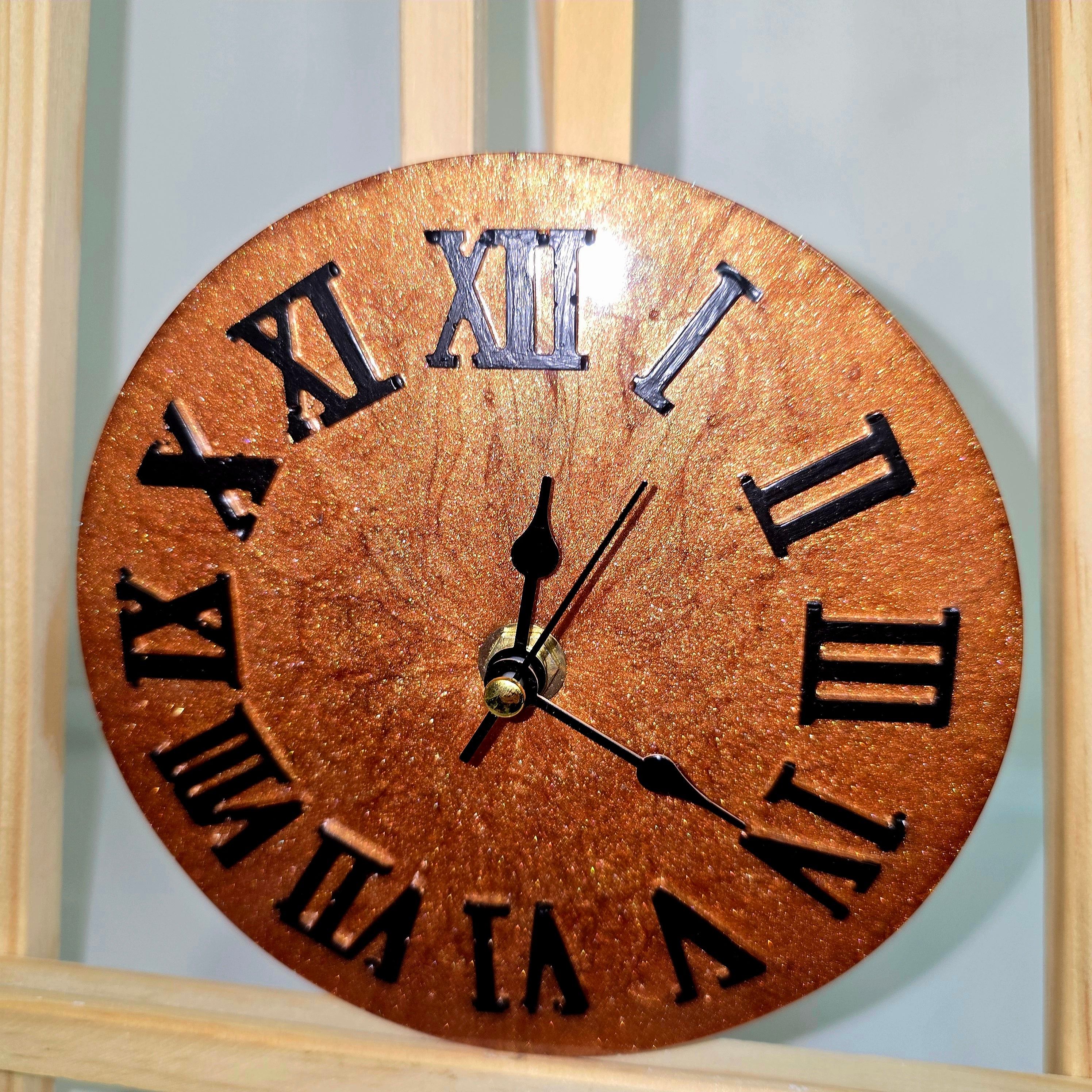 Handmade Epoxy Resin Wall Clock with Roman Numerals       15 cm