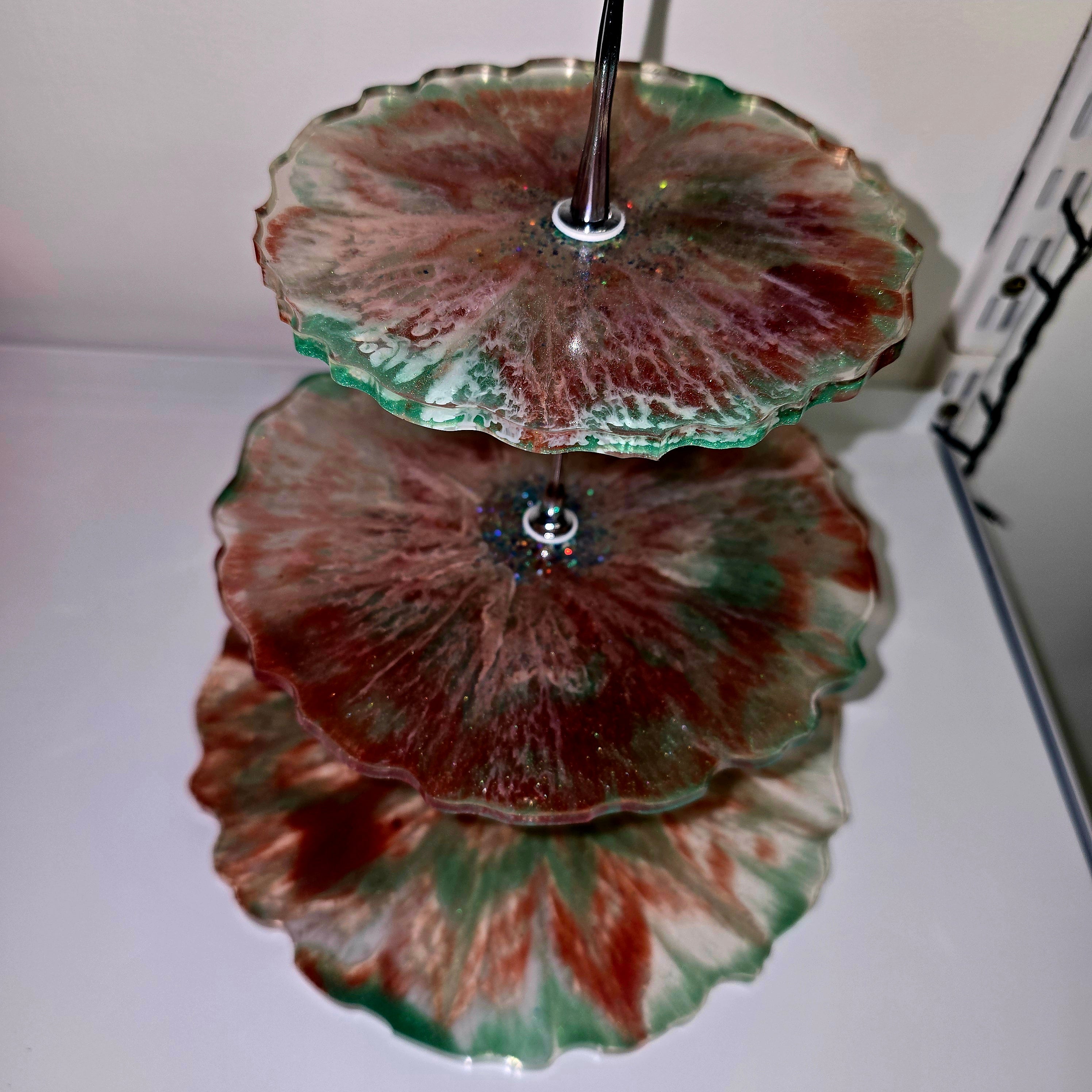 Handmade Epoxy Resin 3-Tier Serving Stand – Available in 3 Unique Designs
