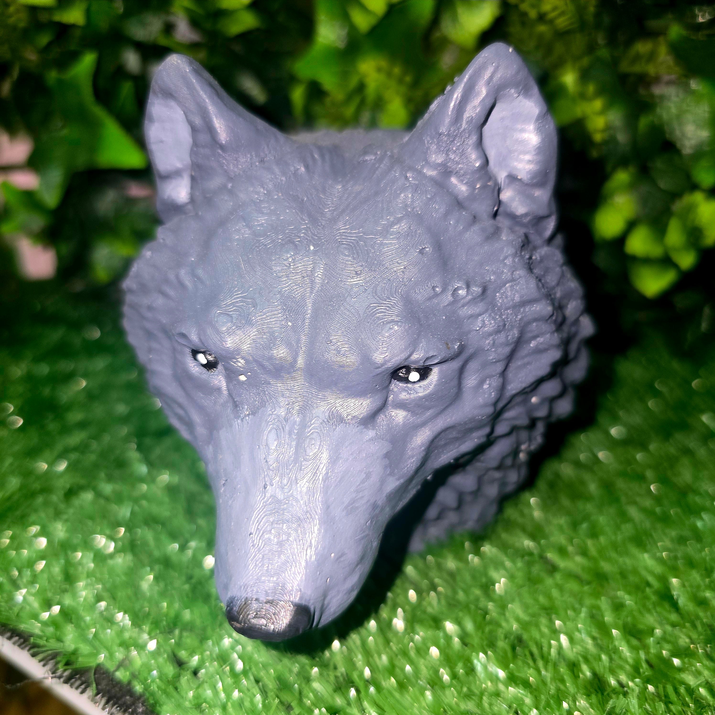 Handmade Concrete Wolf Head Garden Ornament