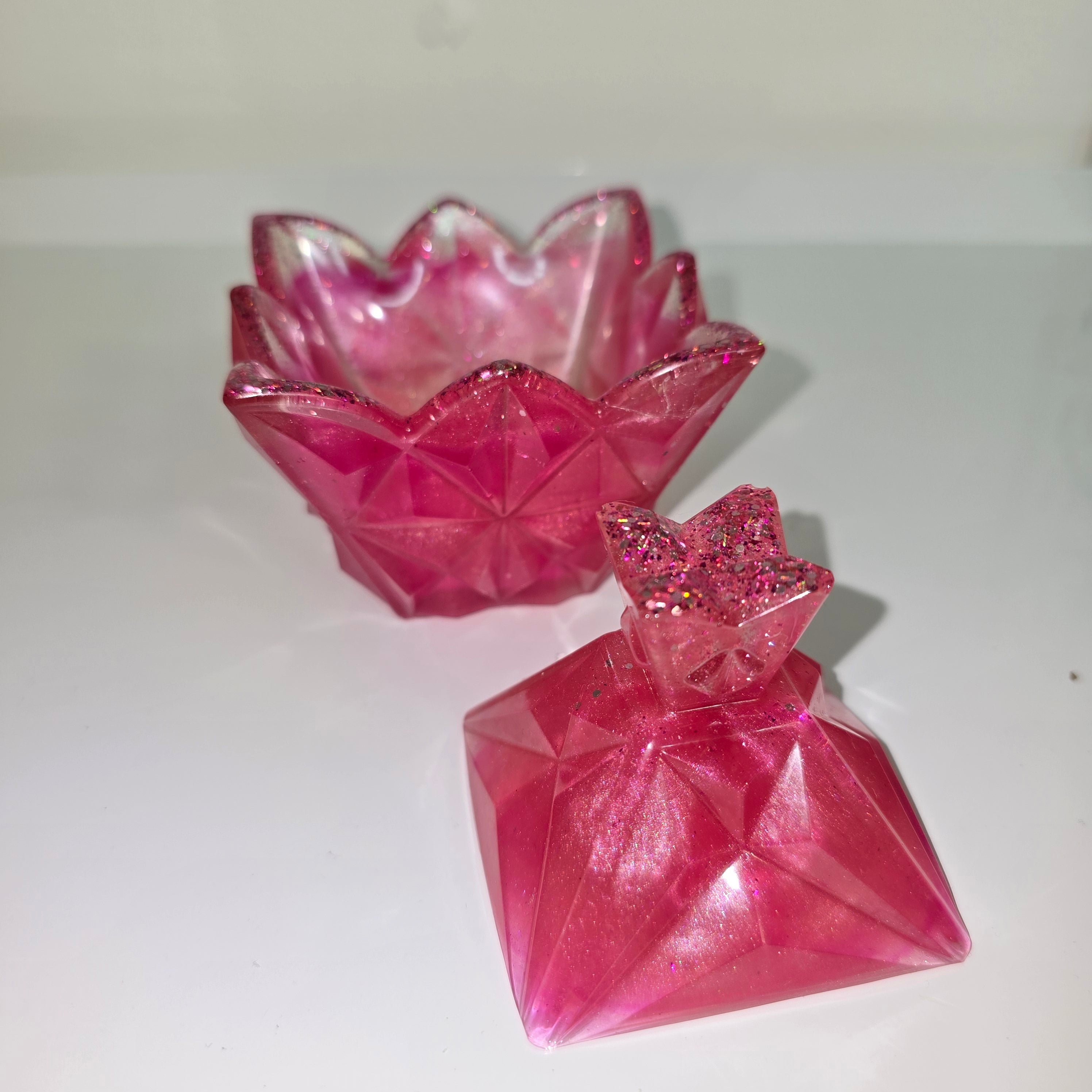 Handmade Resin Jewellery Box – Geometric Trinket Box (Colour Variation)