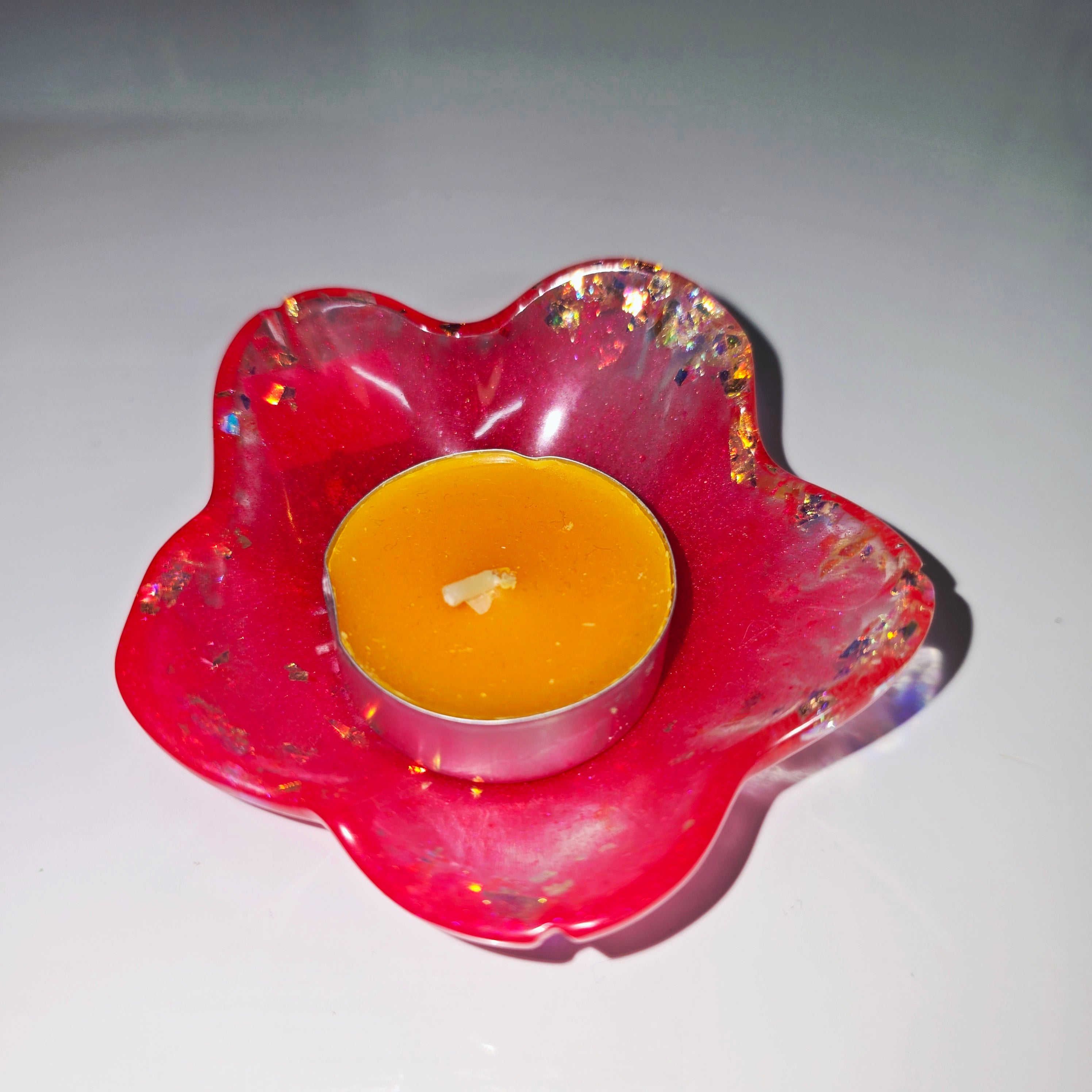 Handmade Resin Tealight Holder – Small Decorative Candle Base (9 cm)