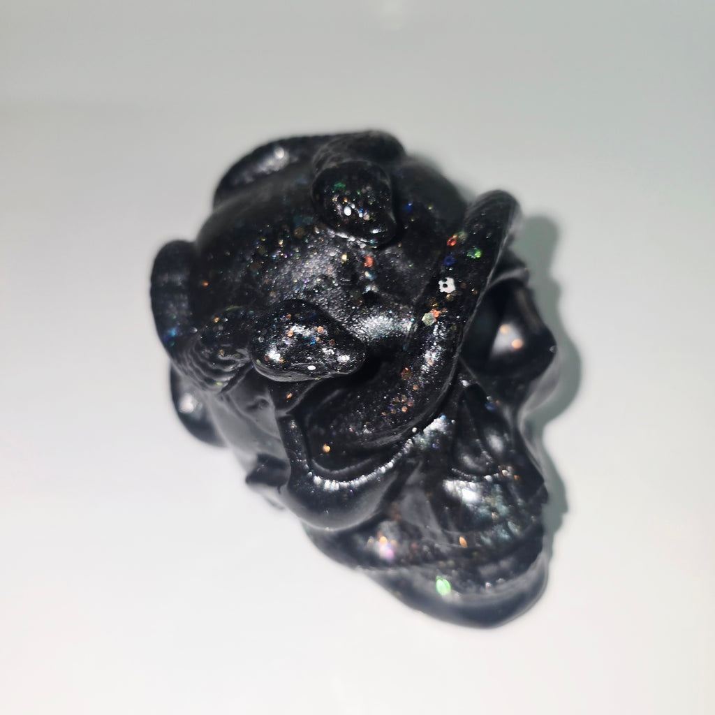 Handmade Resin Skull with Snake – Unique Gothic Home Decor