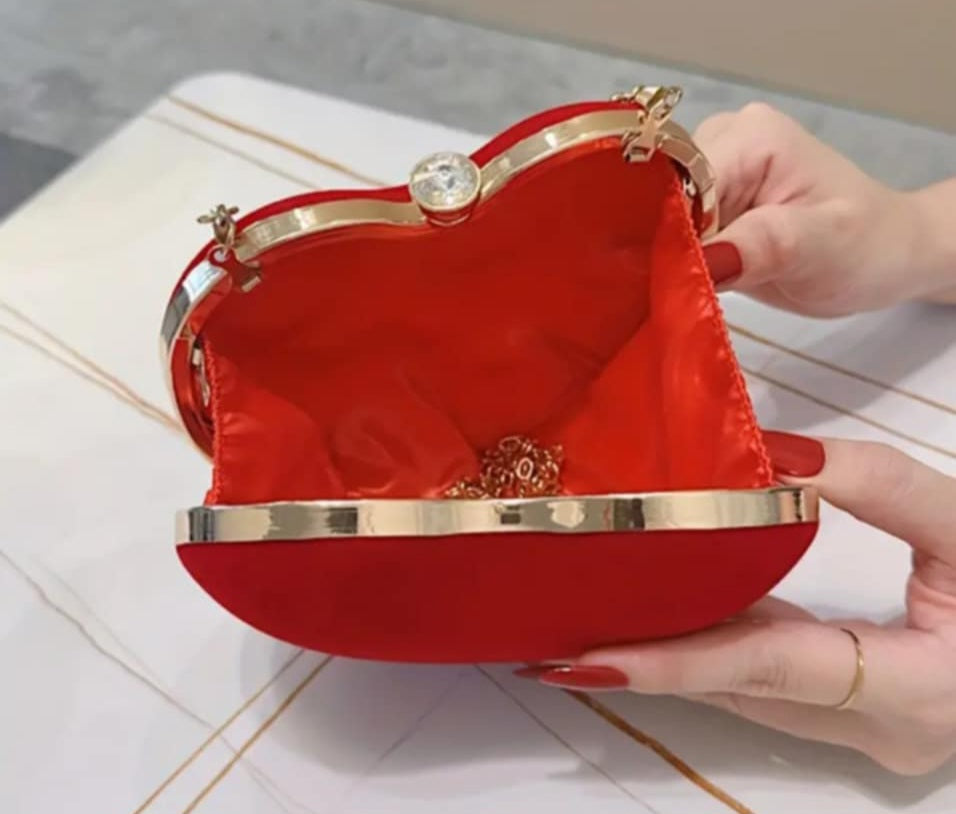 Heart-Shaped Evening Bag with Chain Strap