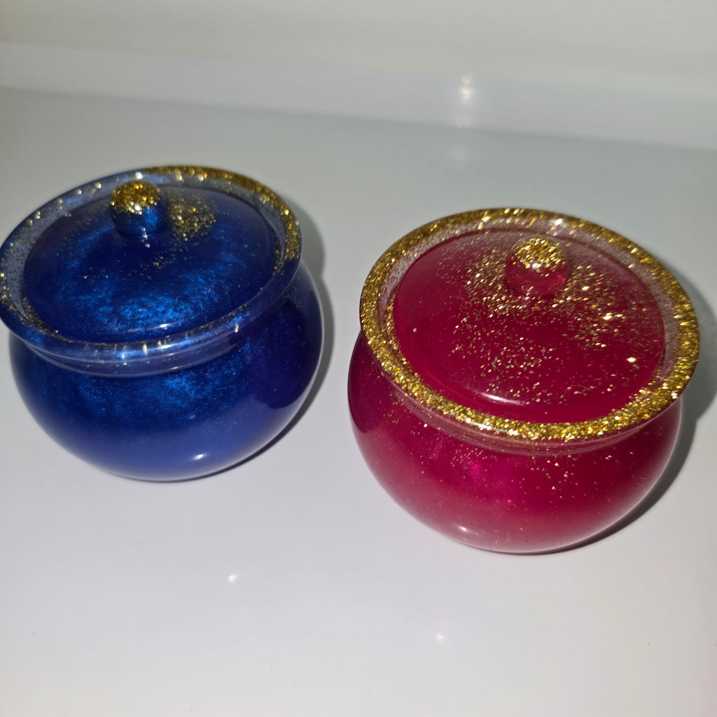 Handmade Decorative Resin Jar with Gold Accents