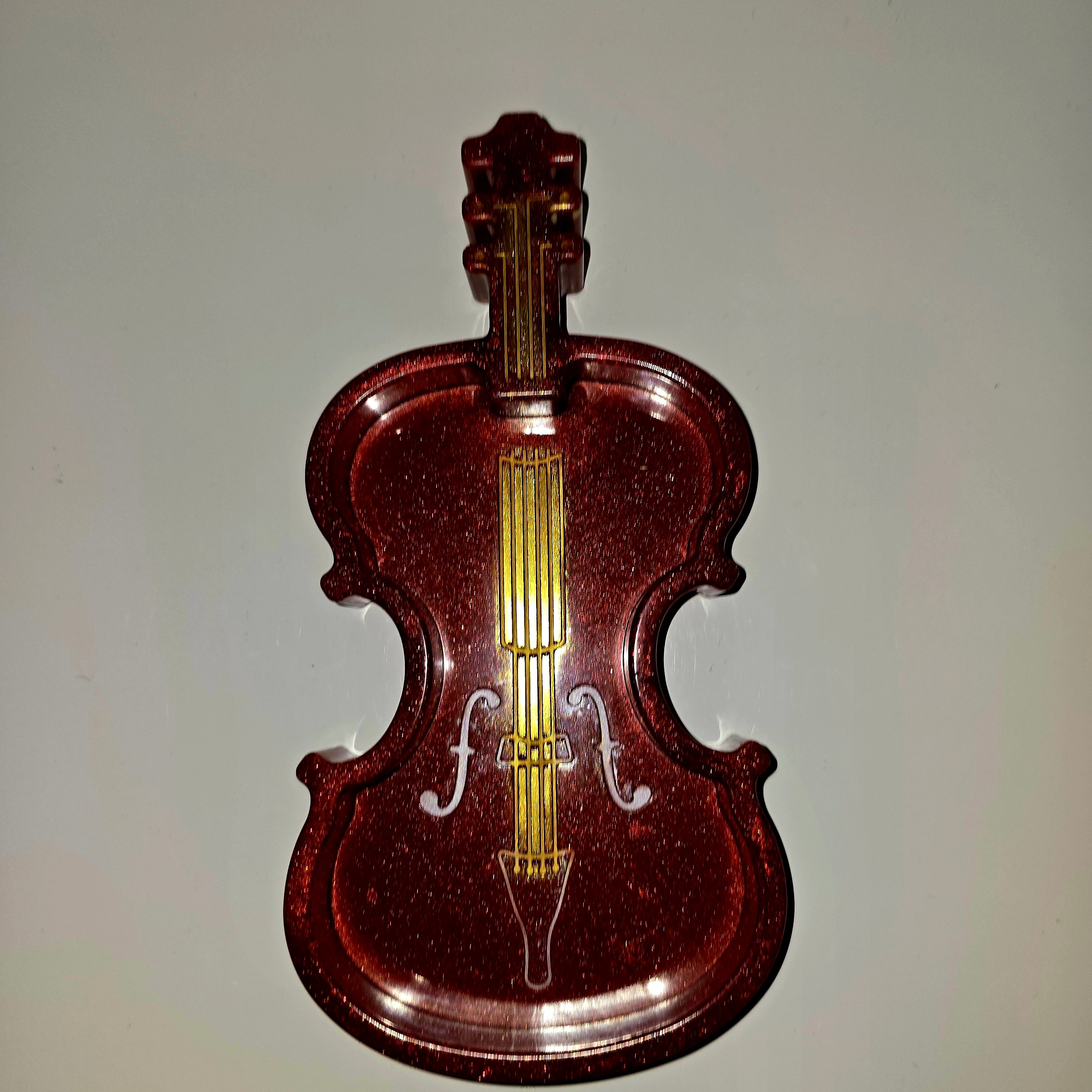 Handmade Resin Jewellery Tray – Violin Shape | Music Lover Gift