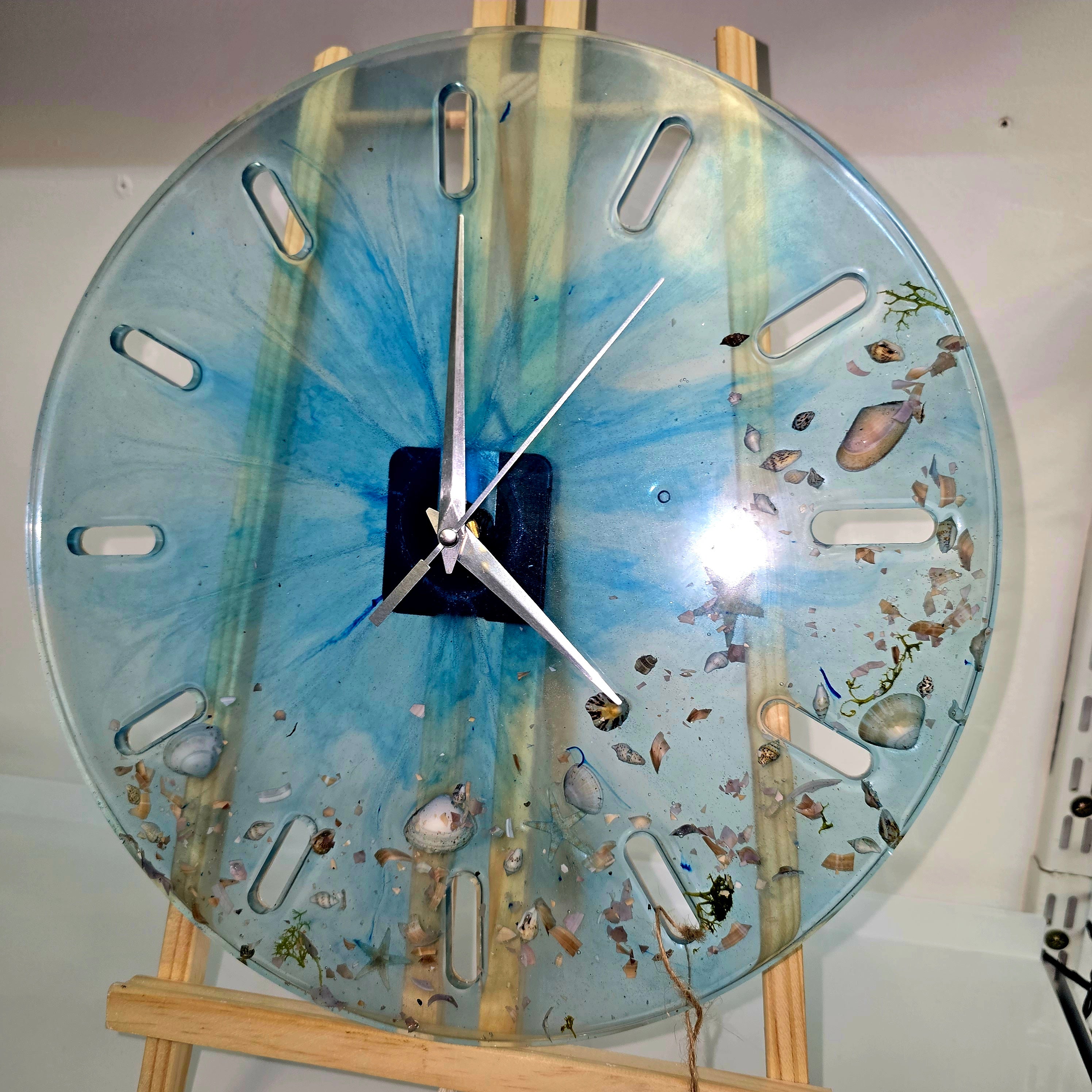 Handmade Epoxy Resin Wall Clock – Ocean Theme