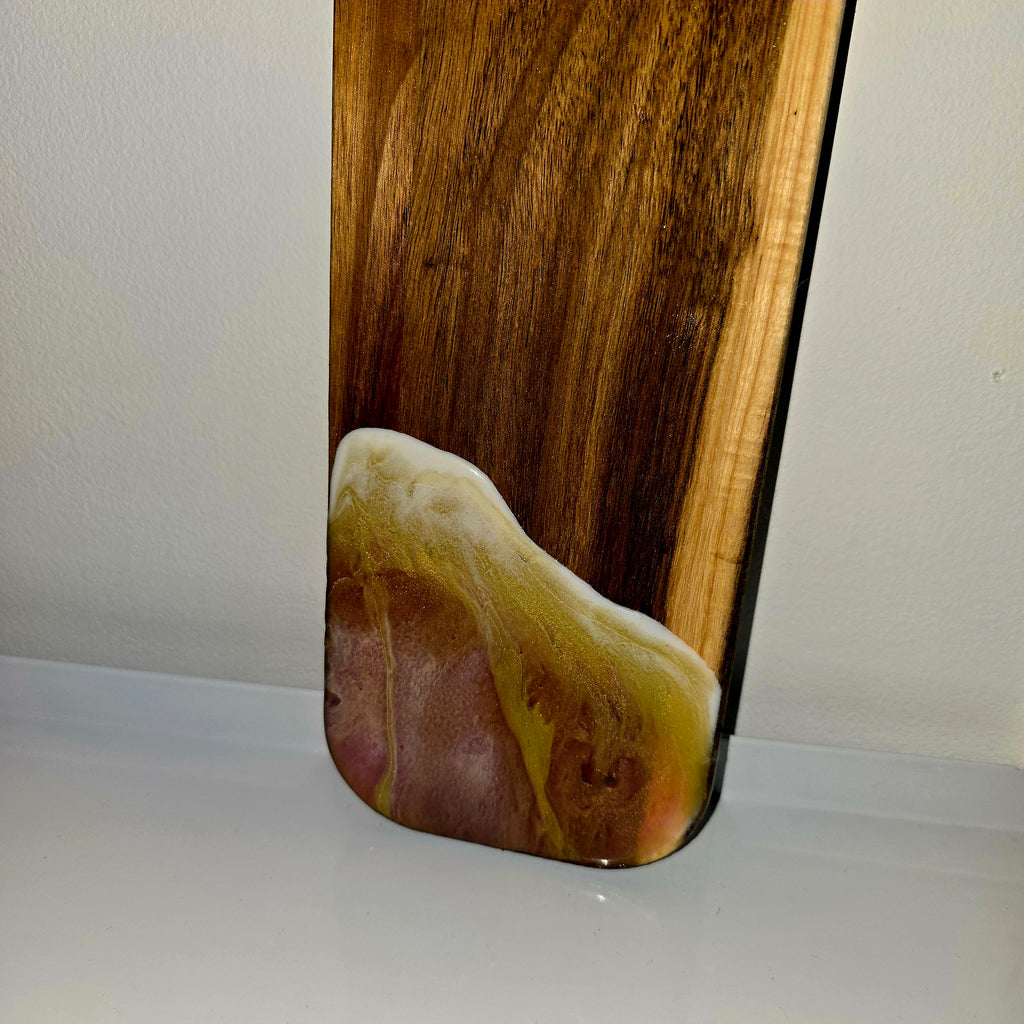 🌊 Handmade Wooden Serving Board with Resin Art – Ocean Style Design (41 × 12 cm)