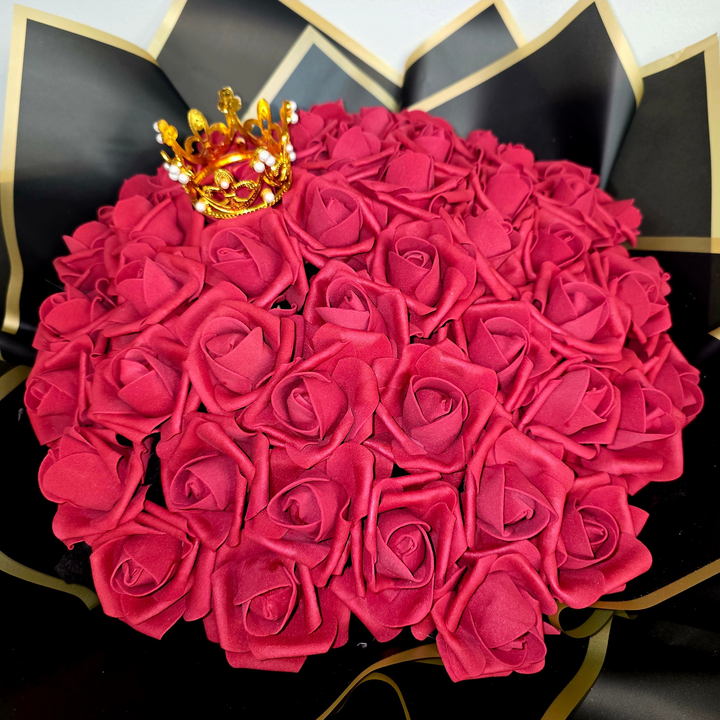 Luxury Eternal Roses Bouquet – 51 Forever Roses with Crown | Handcrafted Gift