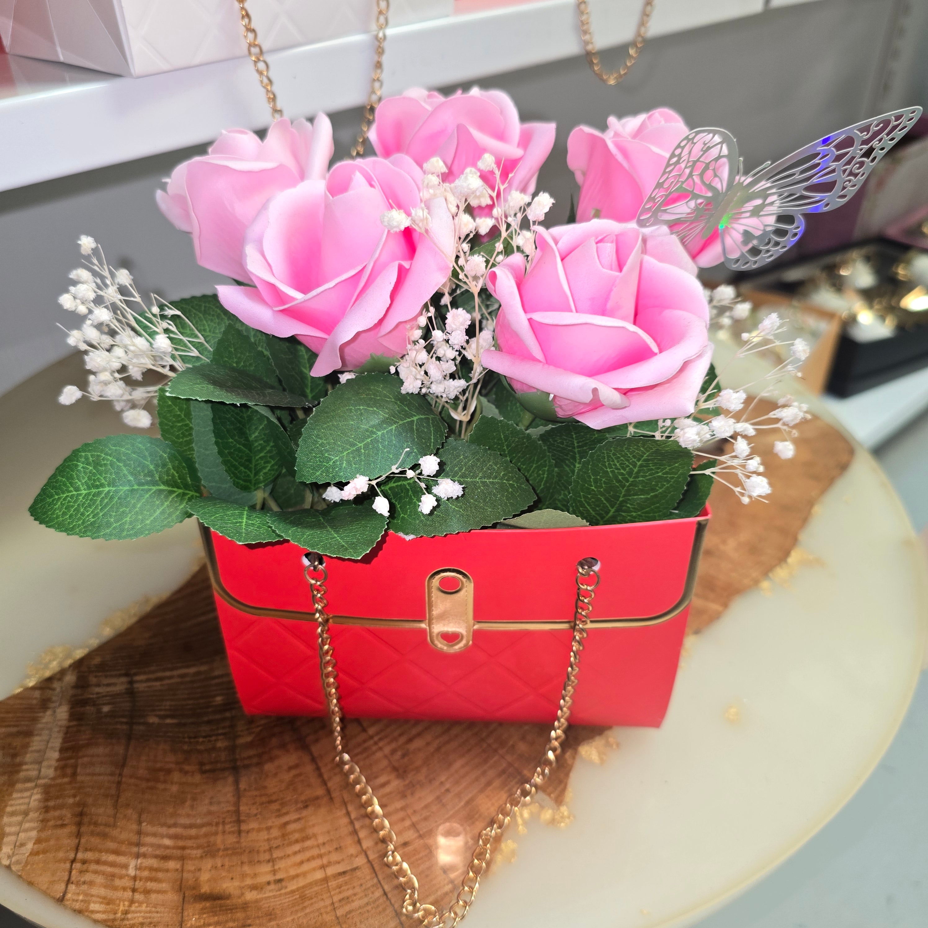 Luxury Gift Box with Eternal Roses and Natural Dried Flowers