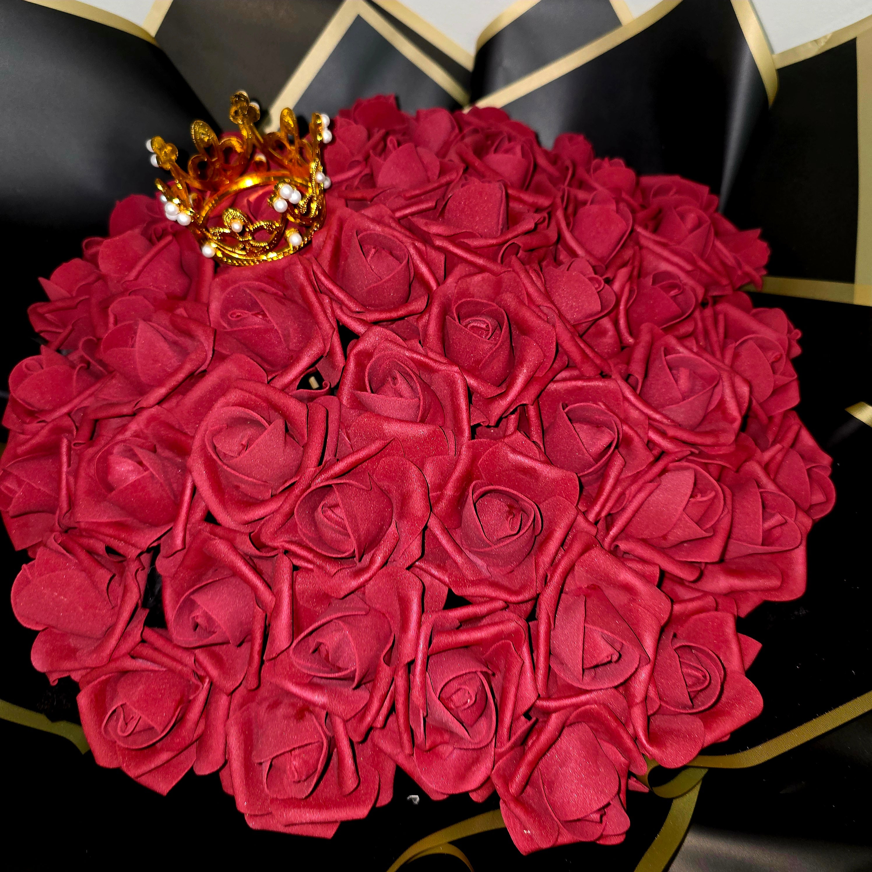 Luxury Eternal Roses Bouquet – 51 Forever Roses with Crown | Handcrafted Gift