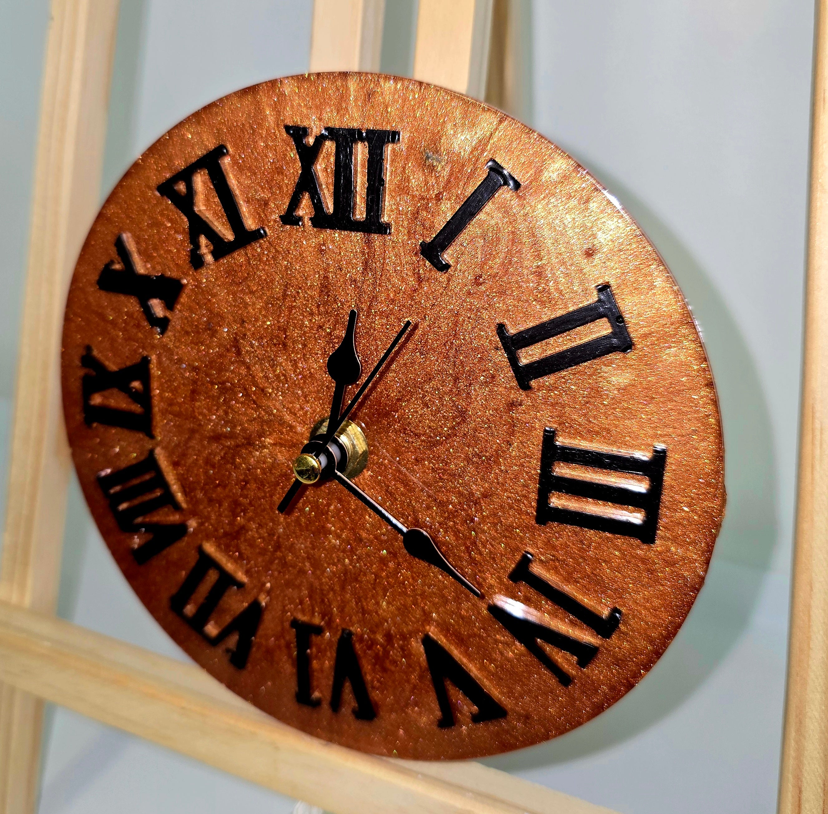 Handmade Epoxy Resin Wall Clock with Roman Numerals       15 cm