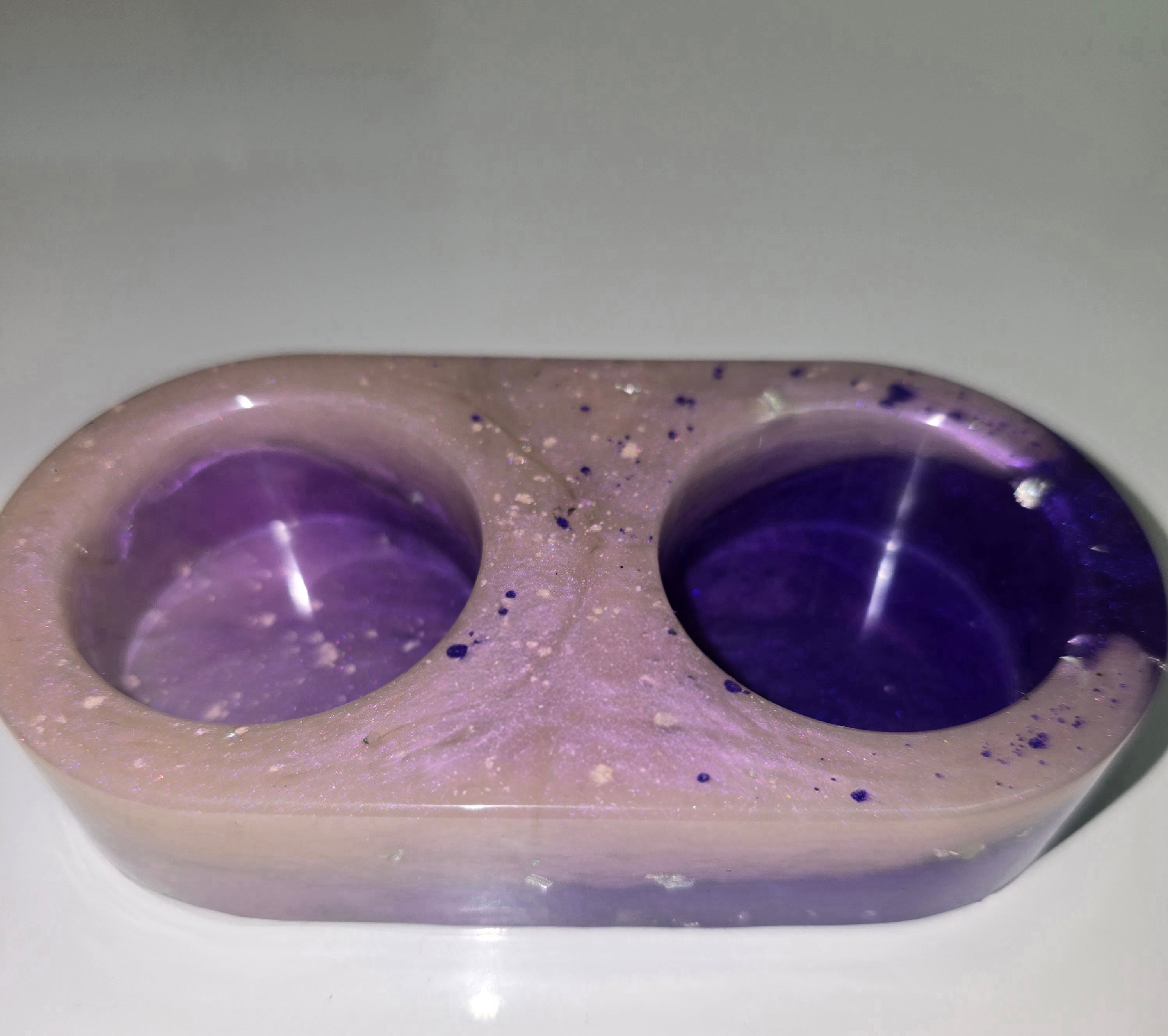 Handmade Double Resin Tealight Holder – Oval Decorative Candle Stand (12 x 6 cm)