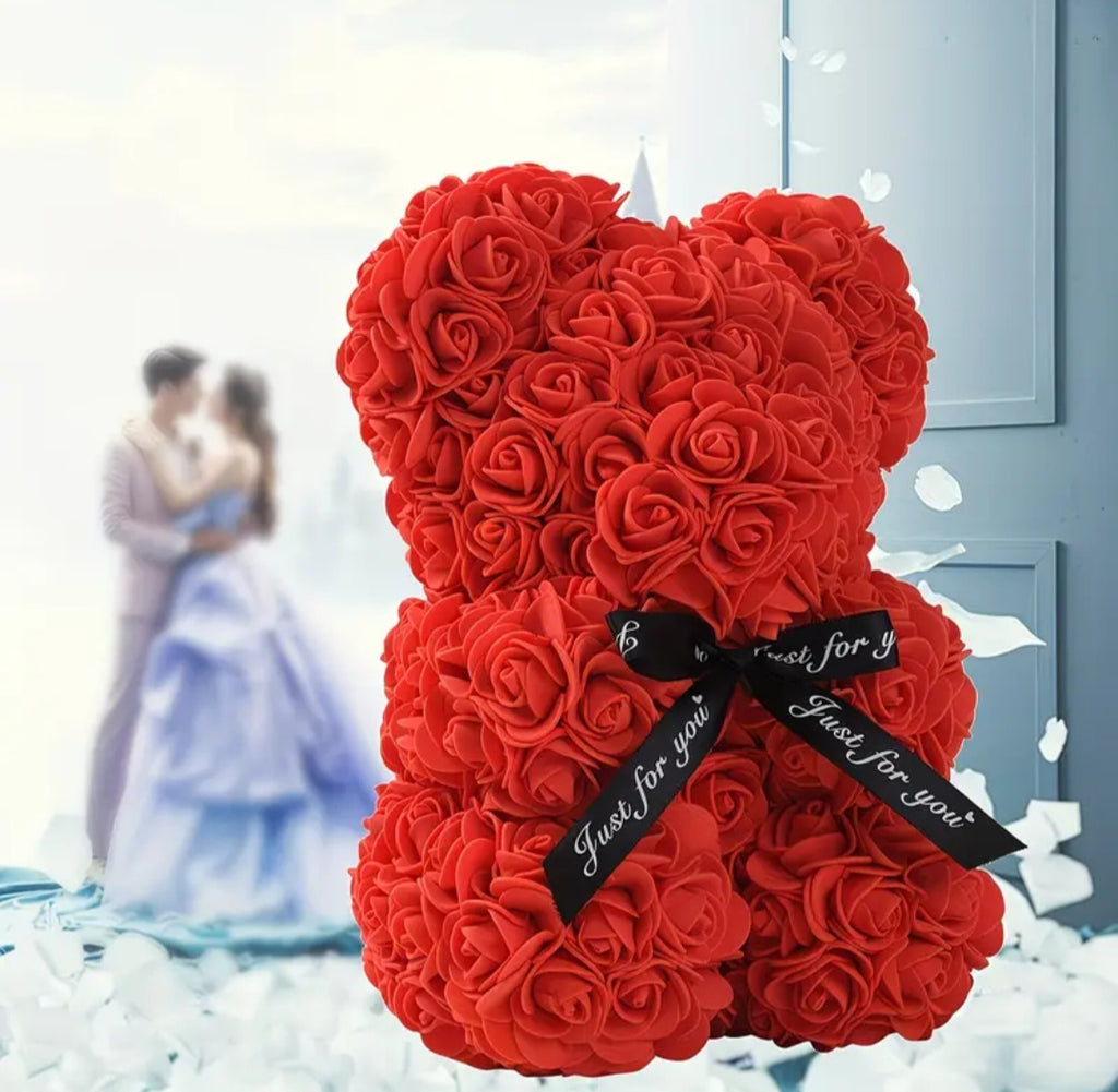 Artificial Rose Bear – Romantic Gift Teddy (23 cm)