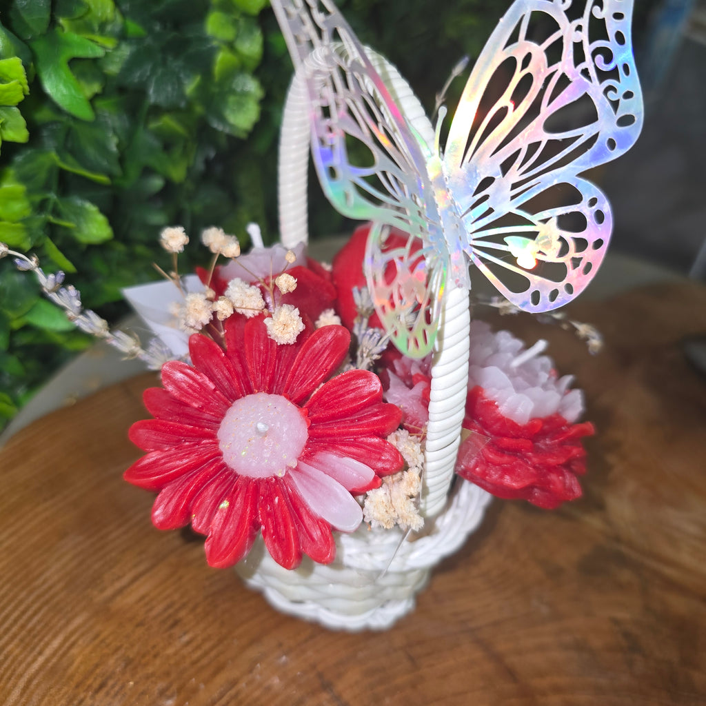 Decorative Flower Candle Basket with Butterfly – Mini Gift Candle