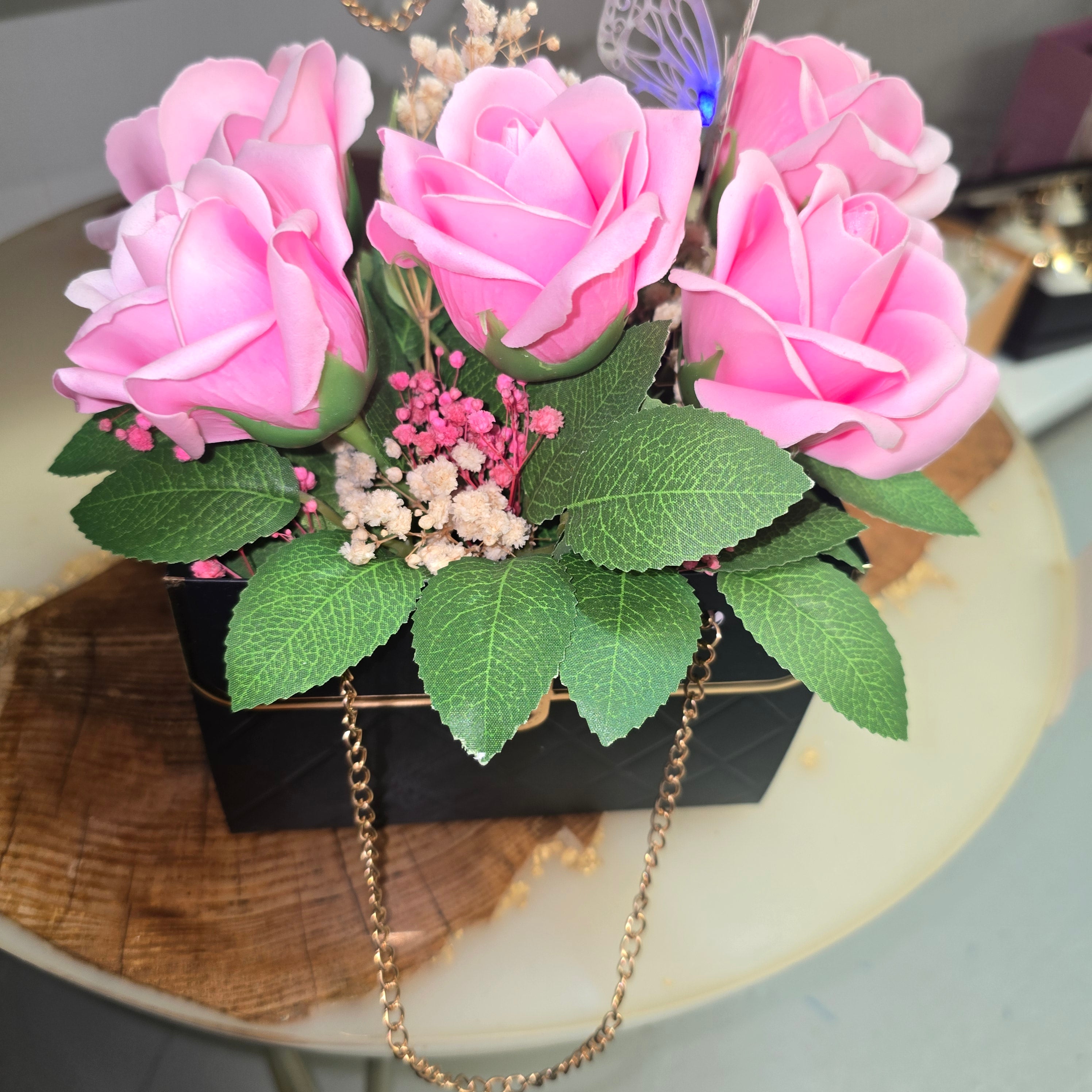 Luxury Gift Box with Eternal Roses and Natural Dried Flowers