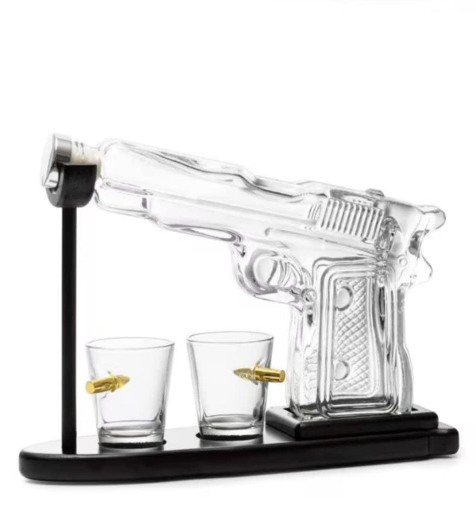 Luxury Gun-Shaped Whiskey Decanter Set with Bullet Shot Glasses