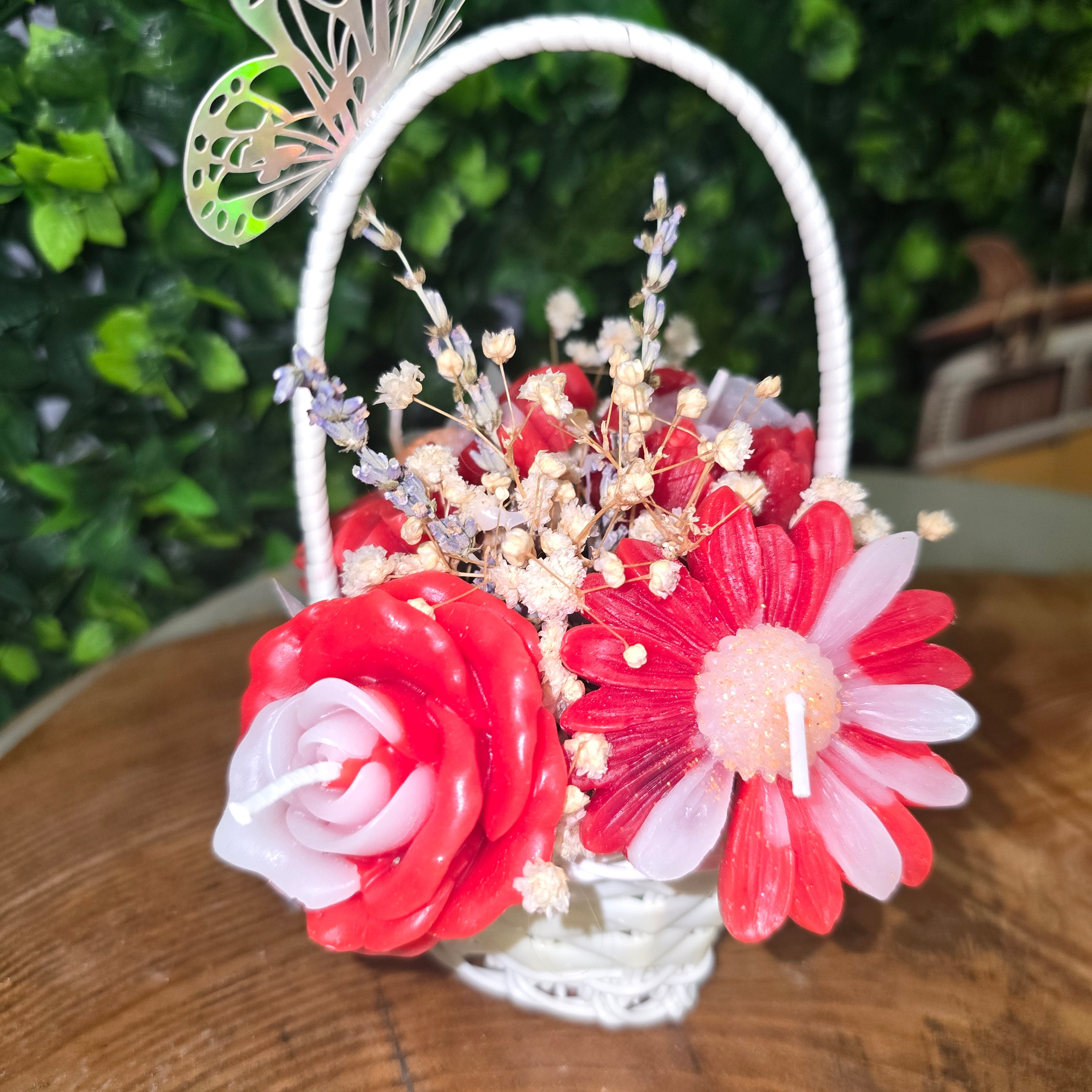 Decorative Flower Candle Basket with Butterfly – Mini Gift Candle