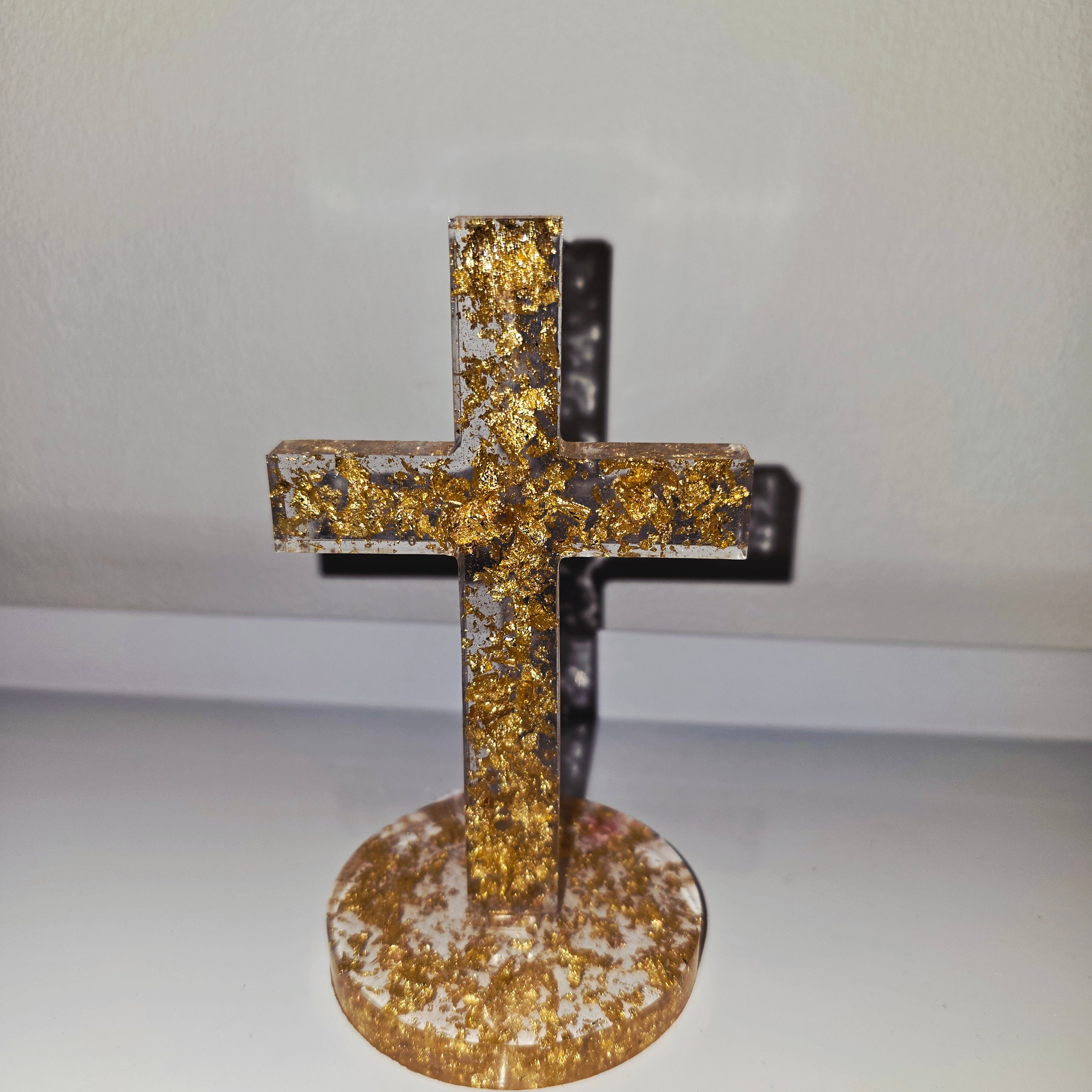 Handmade Epoxy Resin Cross Ornament – Religious Home Decor (13 cm)