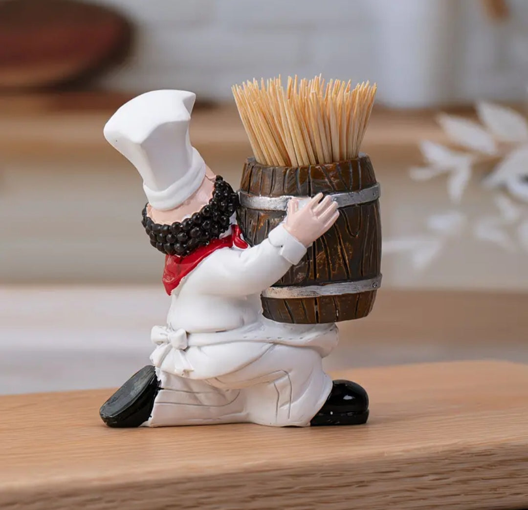 Chef Figurine Toothpick Holder – Resin Kitchen & Table Decor