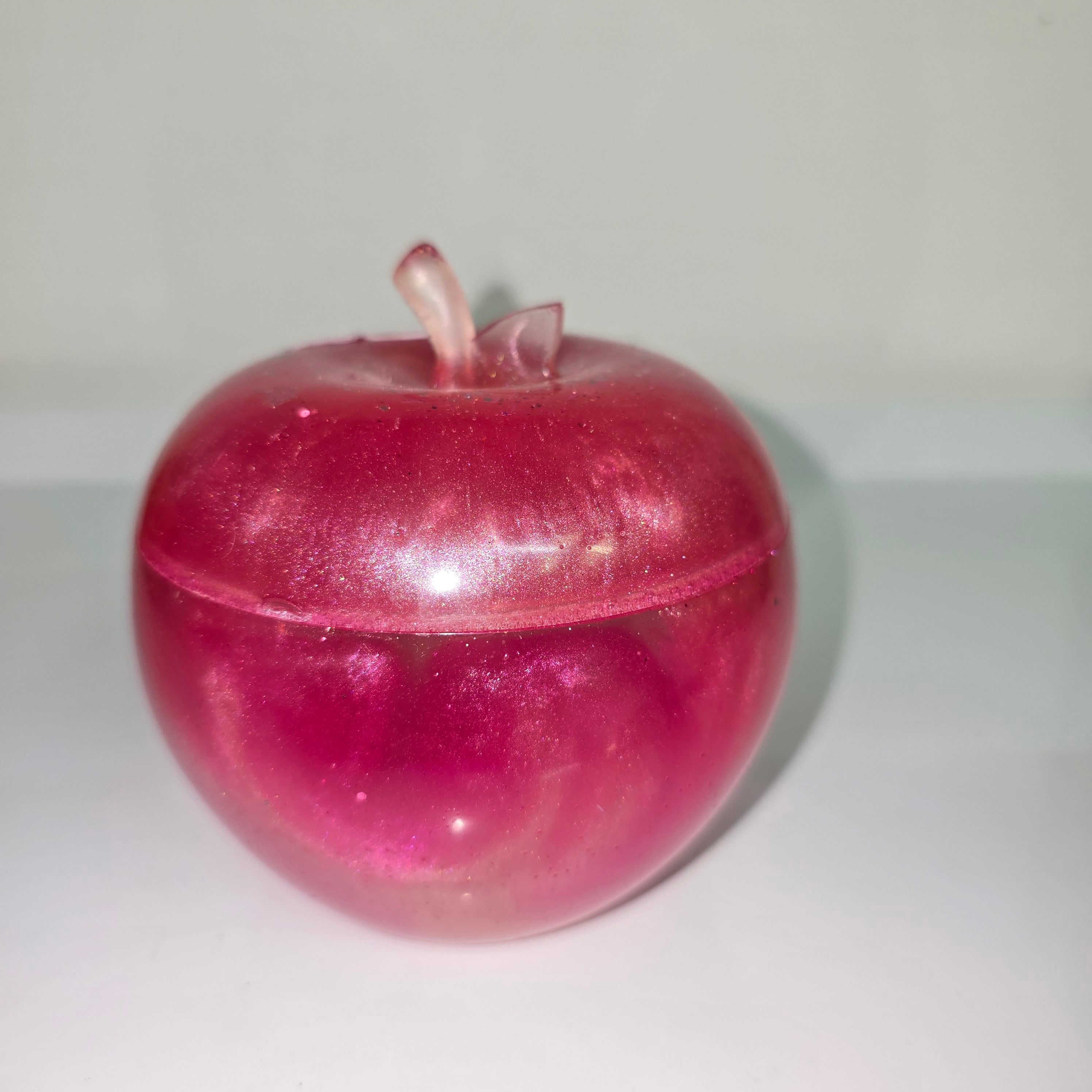 Apple-Shaped Jewellery Box – Handmade Resin Trinket Box (Assorted Colours)