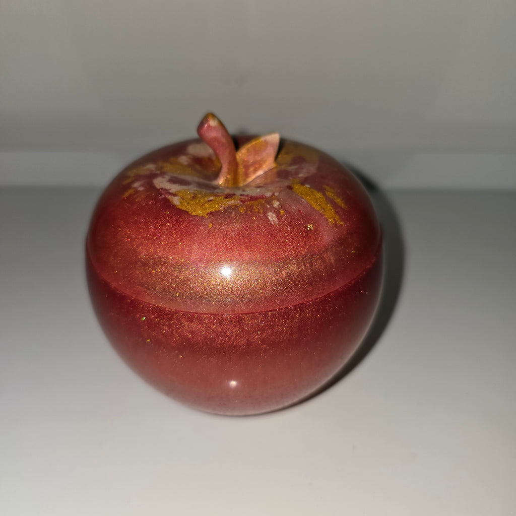 Apple-Shaped Jewellery Box – Handmade Resin Trinket Box (Assorted Colours)