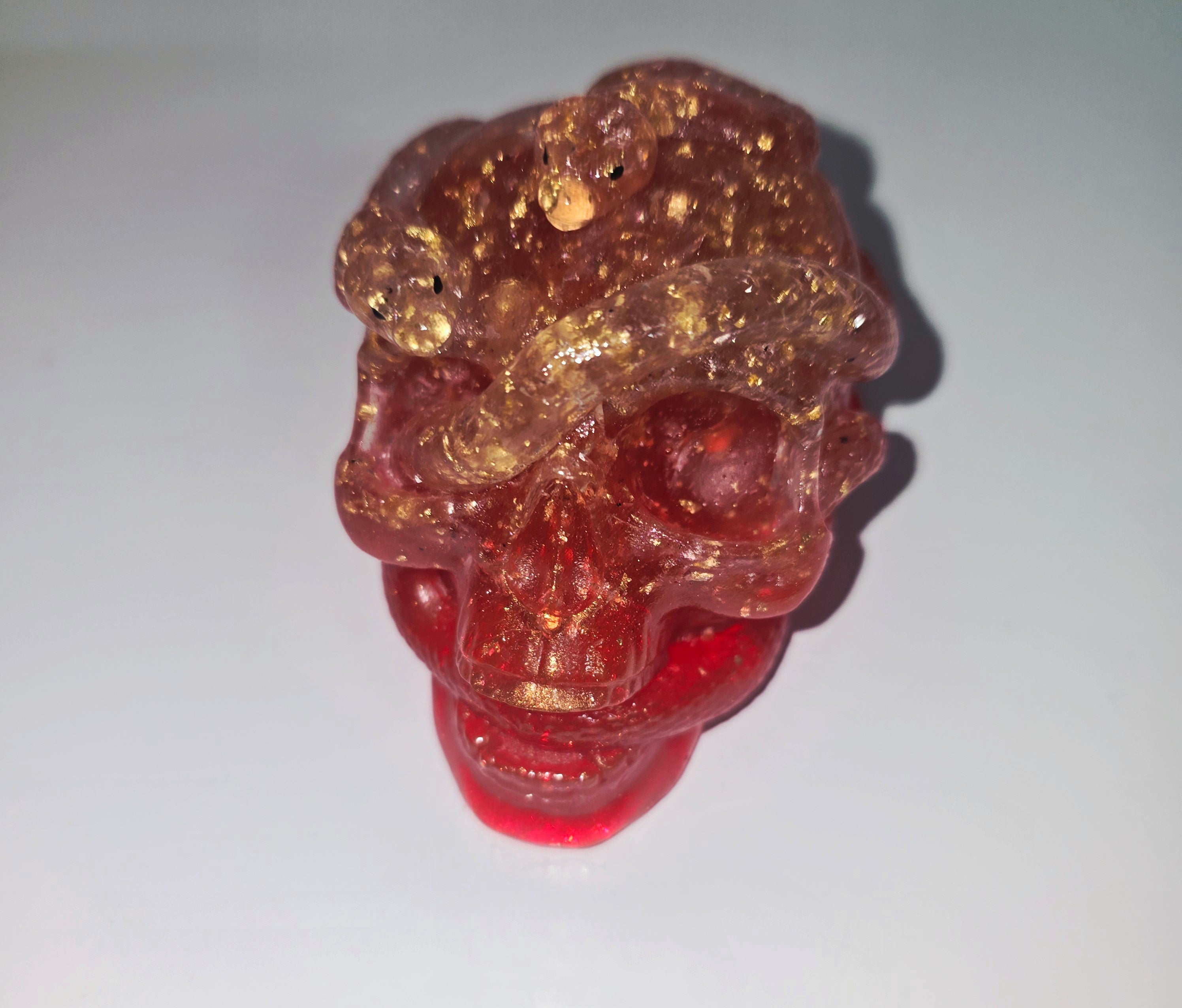 Handmade Resin Skull with Snake – Unique Gothic Home Decor