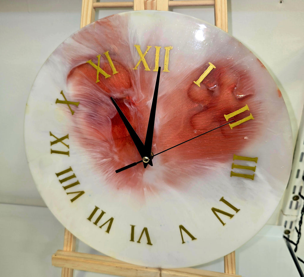 Handmade Epoxy Resin Wall Clock with Roman Numerals – 30 cm