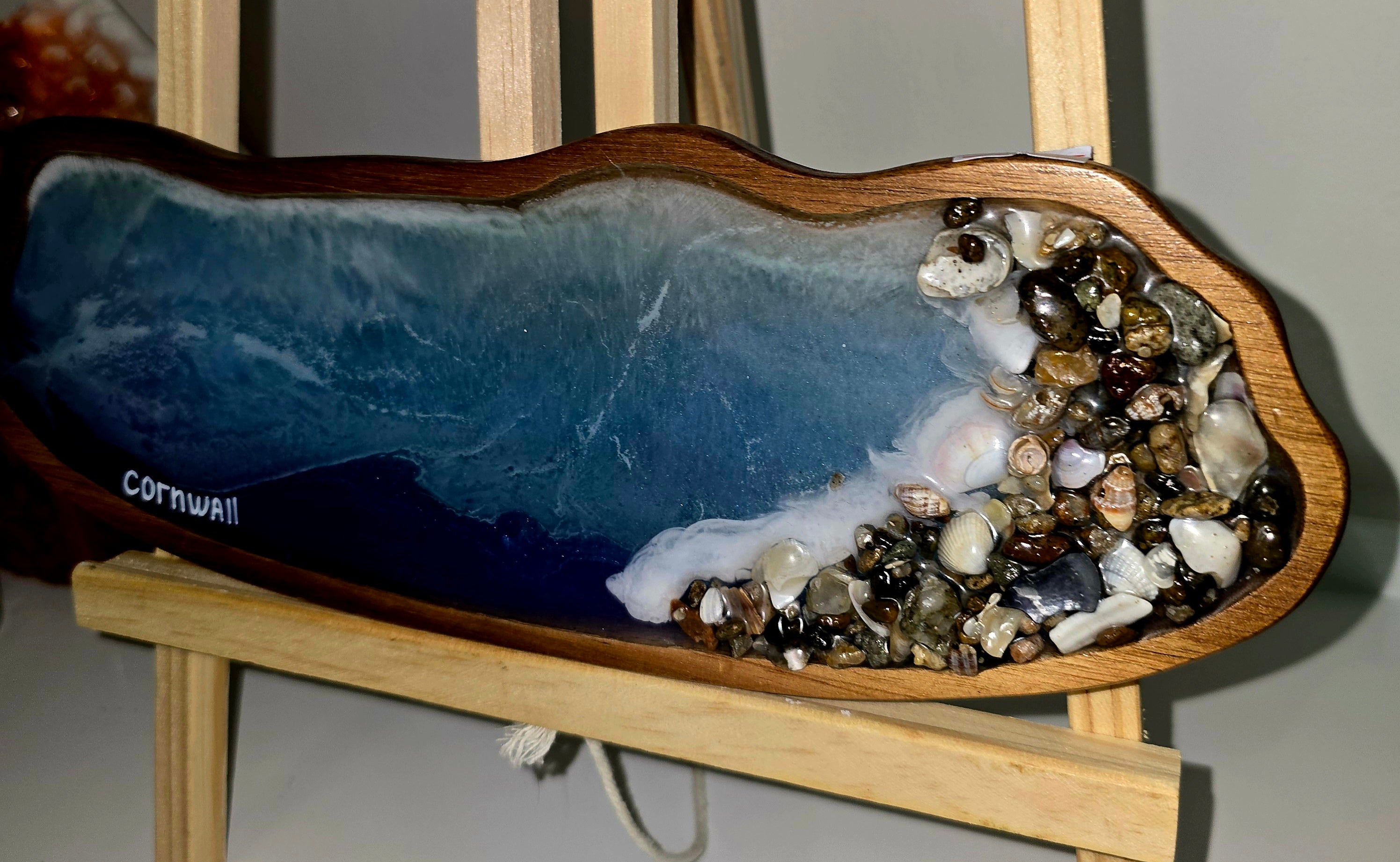 🌊 Handmade Ocean Resin Serving Board – Coastal Style Decorative Tray